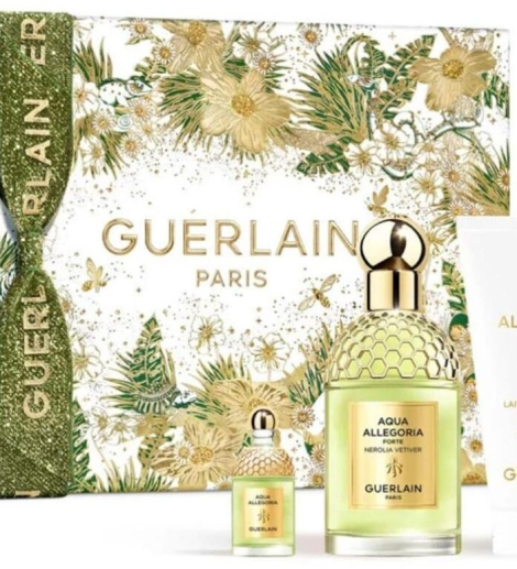 Coffret Guerlain Aqua Allegoria Néroli Vétiver Forte – Eau de Parfum 75ml + Miniature 7,5ml + Lait pour le Corps 75ml
